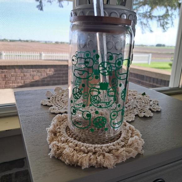 Other - Glass Tumbler with lid and straw